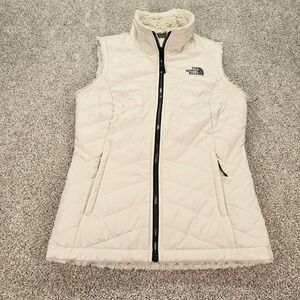 The North Face Mossbud Reversible Insulated Fleece Vest Cream Women XS Fits sz S